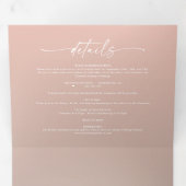 Einfache Taupe Beige & Blush Pink Ombre Hochzeit Dreifach Gefaltete Einladung (Innen Erste Seite)