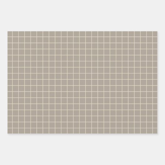 Einfache Taupe Brown Grid Lines Graph Muster  Geschenkpapier Set (Vorderseite 2)