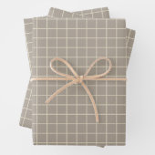 Einfache Taupe Brown Grid Lines Graph Muster  Geschenkpapier Set (Beispiel)