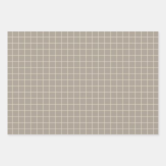 Einfache Taupe Brown Grid Lines Graph Muster  Geschenkpapier Set (Vorderseite)