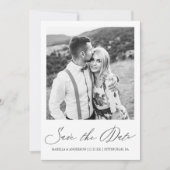 Einfache Taupe Calligraphy Foto Wedding Save The Date (Vorderseite)