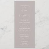 Einfache Taupe Elegante Hochzeit Programm (Vorderseite)