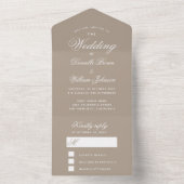 Einfache Taupe Hochzeit Einladung & Entdeckbare UA (Innen Boden)