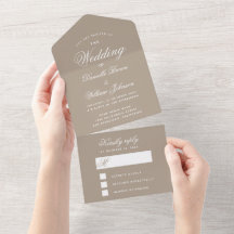 Einfache Taupe Hochzeit Einladung & Entdeckbare UA