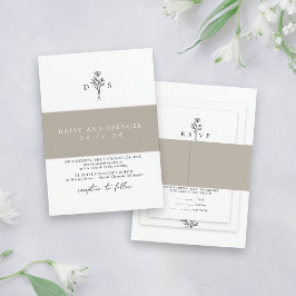 Einfache Taupe Minimalistisch Names Classic Weddin Einladungsbanderole