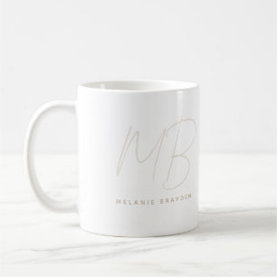 Einfache Taupe Minimalistisch Zwei Monogramm Name Kaffeetasse