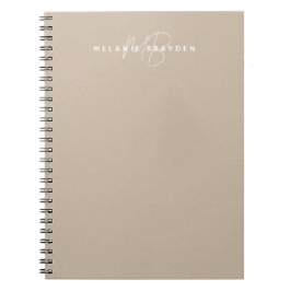 Einfache Taupe Minimalistisch Zwei Monogramm Name Notizblock
