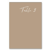 Einfache Taupe Moderne Hochzeit Tischnummer (Rückseite)