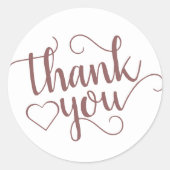 Einfache Taupe-Script | Desert Rose Danke Runder Aufkleber (Vorderseite)