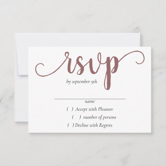Einfache Taupe-Script | Wüste-Rose Blüh-Event RSVP Karte (Vorderseite)