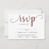 Einfache Taupe-Script | Wüste Rose Event Entree RSVP Karte (Vorderseite)