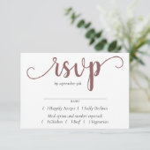 Einfache Taupe-Script | Wüste Rose Event Entree RSVP Karte (Stehend Vorderseite)