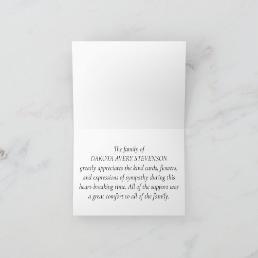 Einfache Taupe-Script | Wüste Rose Herz 2 Foto Dankeskarte (Innenseite)