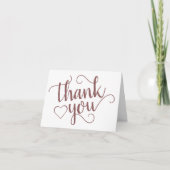 Einfache Taupe-Script | Wüste Rose Herz Foto Dankeskarte (Vorderseite)