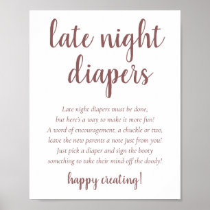 Einfache Taupe Spate Night Diapers Wüste-Rose Poster