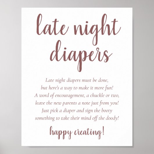 Einfache Taupe Spate Night Diapers | Wüste-Rose Poster (Vorne)