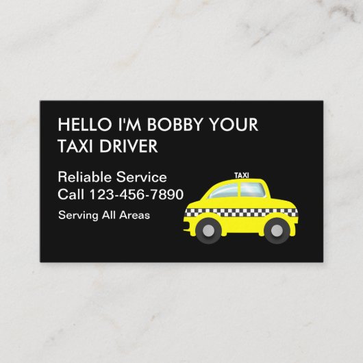 Einfache Taxi-Visitenkarten Visitenkarte (Vorderseite)