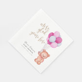 Einfache Teddy Bear Pink Balloon Babydusche Serviette (Ecke)