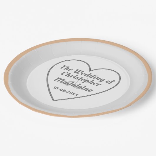 Einfache Teller aus Silber, Grau und Weißpapier (Schrägansicht)