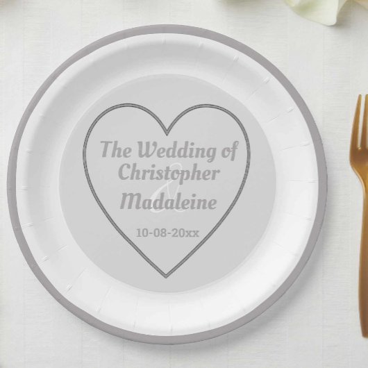 Einfache Teller aus Silber, Grau und Weißpapier