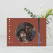 Einfache Terracotta-Abbildung Save the Date Karte (Stehend Vorderseite)