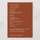 Einfache Terracotta-Abgeschiedene Namen Hochzeitsf Programm (Rückseite)