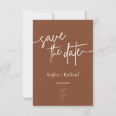 Einfache Terracotta Boho Botanicals Rett und Datum Save The Date (Vorderseite)