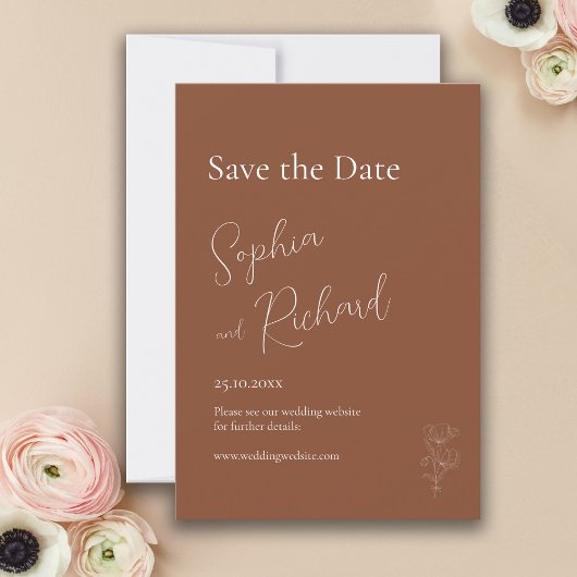 Einfache Terracotta Boho Save The Date
