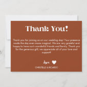 Einfache Terracotta Brennen Skript Hochzeit danke Ankündigung (Vorderseite)