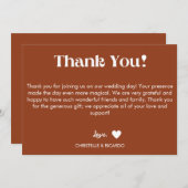 Einfache Terracotta Brennen Skript Hochzeit danke Ankündigung (Vorne/Hinten)