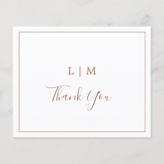 Einfache Terracotta Budget Hochzeit Danke Karte (Vorderseite)