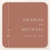 Einfache Terracotta Elegante Klassische Monogramm Rechteckiger Pappuntersetzer (Vorderseite)