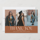 Einfache Terracotta-Graduierungs-Mehrfachfoto-Dank Ankündigung (Vorderseite)