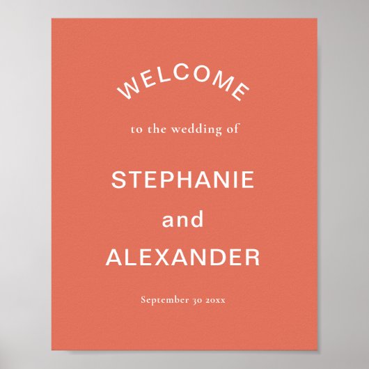 Einfache Terracotta Herzlich Willkommen beim Hochz Poster (Vorne)
