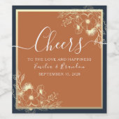 Einfache Terracotta Hochzeitsreise Weinetikett (Einzelnes Label)