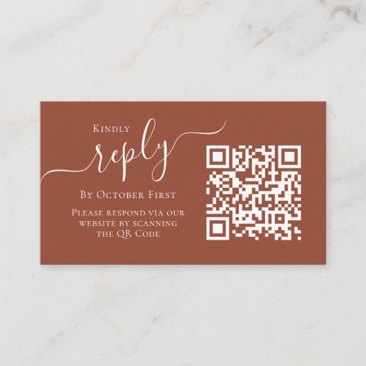 Einfache Terracotta-Kalligrafie Antwort QR-Code-Fo Begleitkarte (Vorderseite)