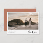 Einfache Terracotta Landschaft Foto Hochzeit Dankeskarte (Vorne/Hinten)
