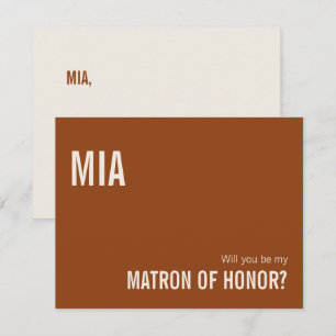 Einfache Terracotta Matron of Honor Vorschlag Card Mitteilungskarte