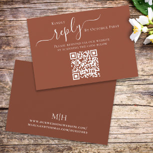 Einfache Terracotta Minimalistisch-moderne QR-Code Begleitkarte