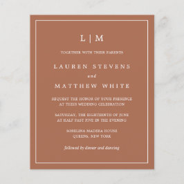 Einfache Terracotta Monogram Hochzeit Einladung
