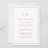 Einfache Terracotta Monogram Hochzeit Save The Date (Vorderseite)