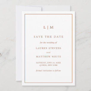 Einfache Terracotta Monogram Hochzeit Save The Date
