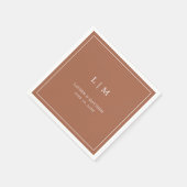 Einfache Terracotta Monogram Hochzeit Serviette (Ecke)