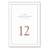 Einfache Terracotta Monogram Hochzeit Tischnummer (Rückseite)