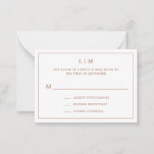 Einfache Terracotta Monogram Mini Wedding RSVP Mitteilungskarte (Vorderseite)