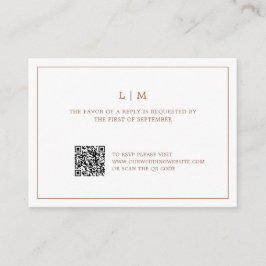 Einfache Terracotta Monogram QR Code Wedding RSVP Mitteilungskarte