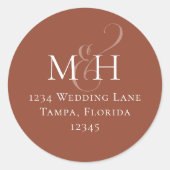 Einfache Terracotta Monogram-Rücksendeadresse Runder Aufkleber (Vorderseite)