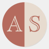 Einfache Terracotta-Monogramm-Hochzeit Umschlag Au Runder Aufkleber (Vorderseite)