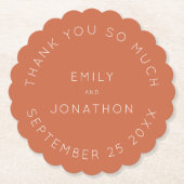 Einfache Terracotta-Namen Datum benutzerdefinierte Untersetzer (Vorderseite)