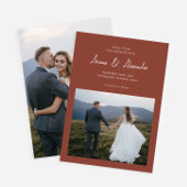 Einfache Terracotta-Script-Foto Hochzeit Save The Date